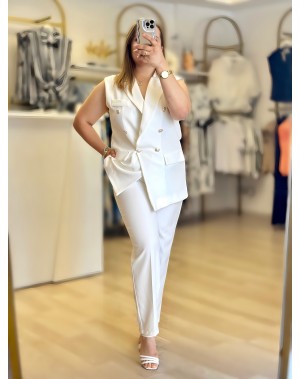 GÜMÜŞ DÜĞMELİ YELEK PANTOLON TAKIM 