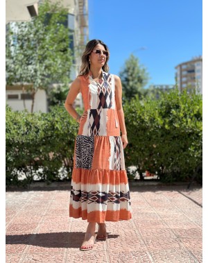 ETNİK DESEN ELBİSE 