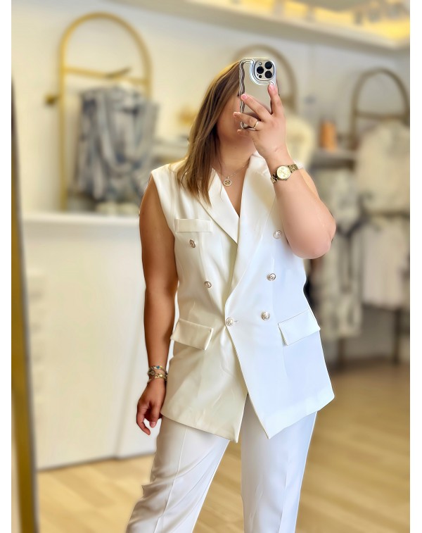 GÜMÜŞ DÜĞMELİ YELEK PANTOLON TAKIM