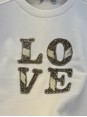 Orijinal Marka Love Taş İşleme Üç İplik Beyaz Sweatshirt