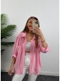MODAL KUMAŞ OVERSİZE PEMBE GÖMLEK