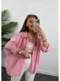 MODAL KUMAŞ OVERSİZE PEMBE GÖMLEK