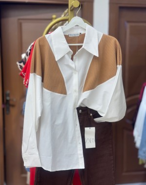 VİZON TRİKO DETAYLI POPLİN GÖMLEK 