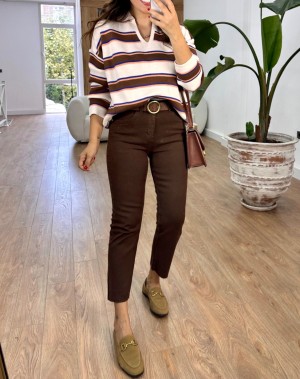 Orijinal Marka Kesik Paça Kahve Jean Pantolon 