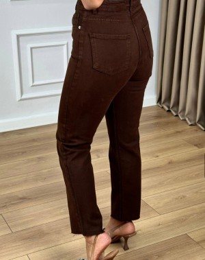 Orijinal Marka Kesik Paça Acı Kahve Jean Pantolon 