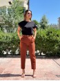 KEMERLİ HAVUÇ PANTOLON KAHVERENGİ