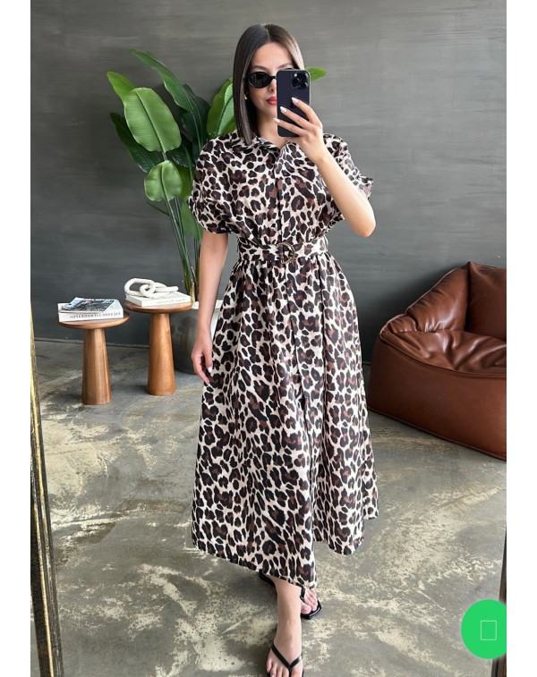 LEOPAR POPLİN  ELBİSE