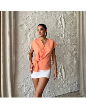 MARKA MODEL KRUVAZE BLUZ TURUNCU