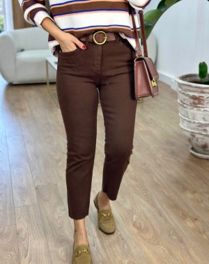 Orijinal Marka Kesik Paça Kahve Jean Pantolon 