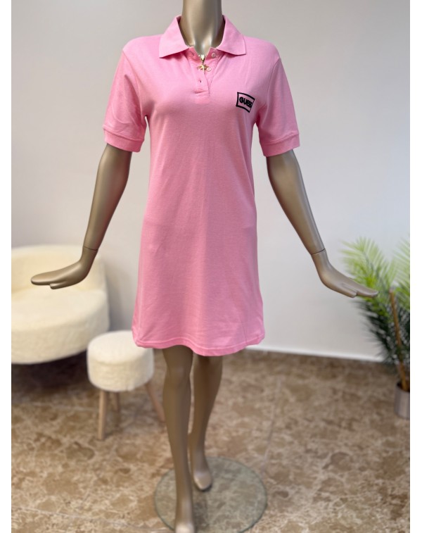 Polo Yaka Spor Elbise Pembe