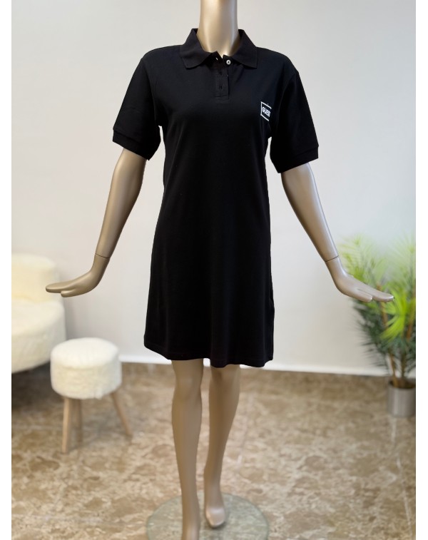 Polo Yaka Spor Elbise Siyah