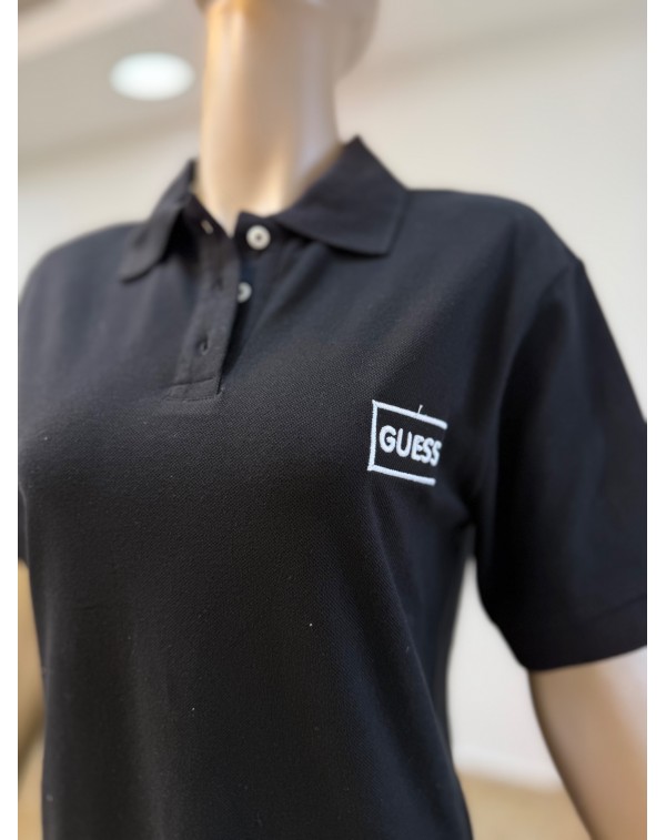 Polo Yaka Spor Elbise Siyah