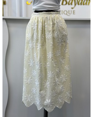 Premium Seri Nakışlı Etek Sarı