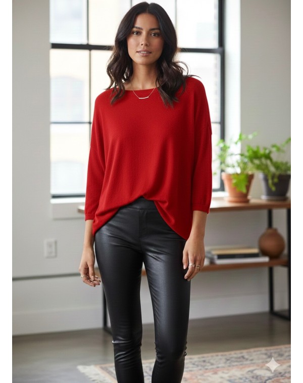 Yumuşacık Pamuklu Merserize Kırmızı Basic Kazak