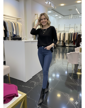 Yumuşacık Pamuklu Merserize Basic Siyah Kazak