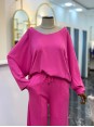 Modal Kumaş Kayık Yaka İkili Takım Pembe