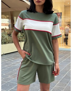 Modal Kumaş Şortlu Takım Haki