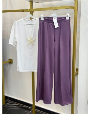 Lüx Kalite Modal Kumaş Mor Spor Pantolon 