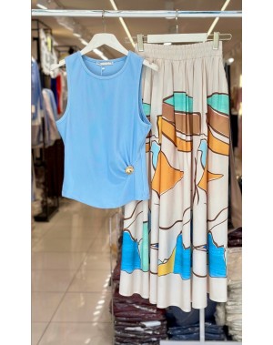 Marka Muadili Krem Renkli Desenli Etek