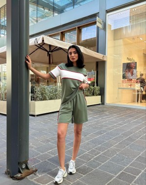 Modal Kumaş Şortlu Takım Haki Modal Kumaş Şortlu Takım Haki