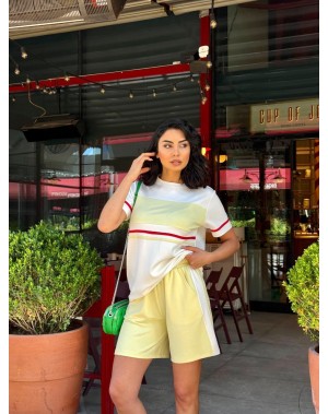 Modal Kumaş Şortlu Takım Sarı