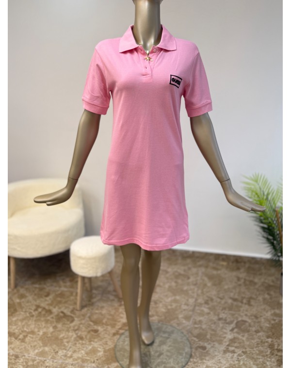Polo Yaka Spor Elbise Pembe