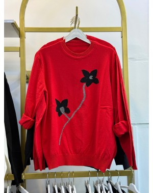 Premium Seri Lüx Kalite Triko Kazak Kırmızı 