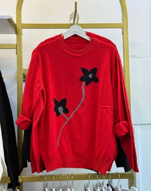 Premium Seri Lüx Kalite Triko Kazak Kırmızı 