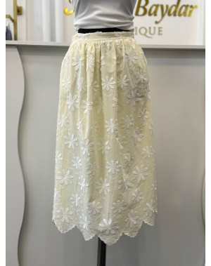 Premium Seri Nakışlı Etek Sarı