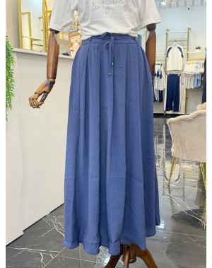 Premium Seri Özel Kumaş Maxi Boy Etek Lacivert 