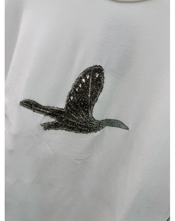 Marka Model Taşlı Beyaz Tshirt