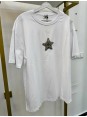 Marka Model Yıldız Desen Taşlı Beyaz Tshirt