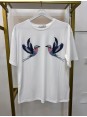 Mavi Kuş Desenli Taşlı Tshirt