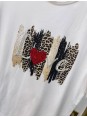 Taşlı Love Desenli Beyaz Tshirt