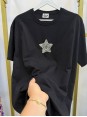 Marka Model Yıldız Desen Taşlı Siyah Tshirt