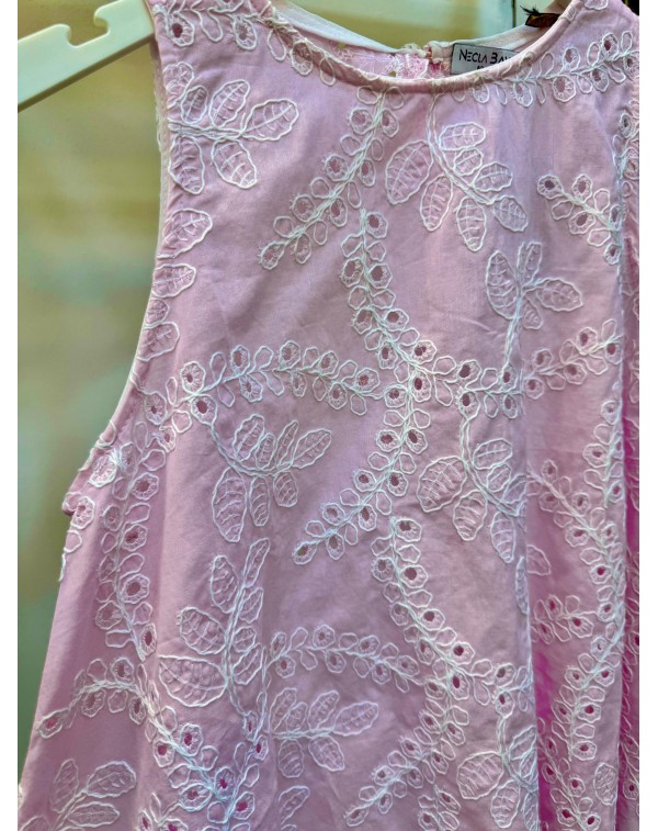 Nakışlı Delikli Pembe Kolsuz Tshirt