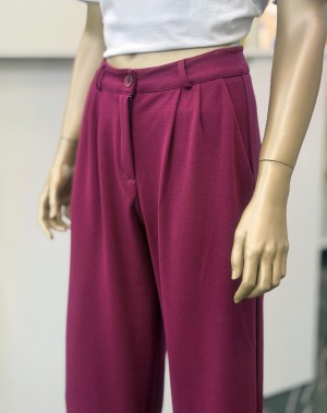 Yüksel Bel Rahat Kesim Fuşya Palazzo Pantolon