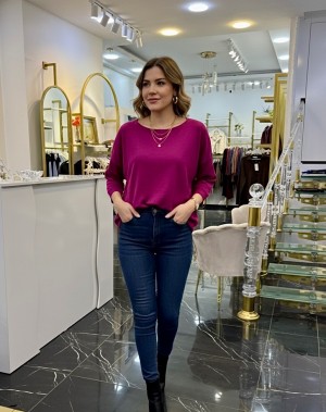 Yumuşacık Pamuklu Merserize Basic Eflatun Kazak 