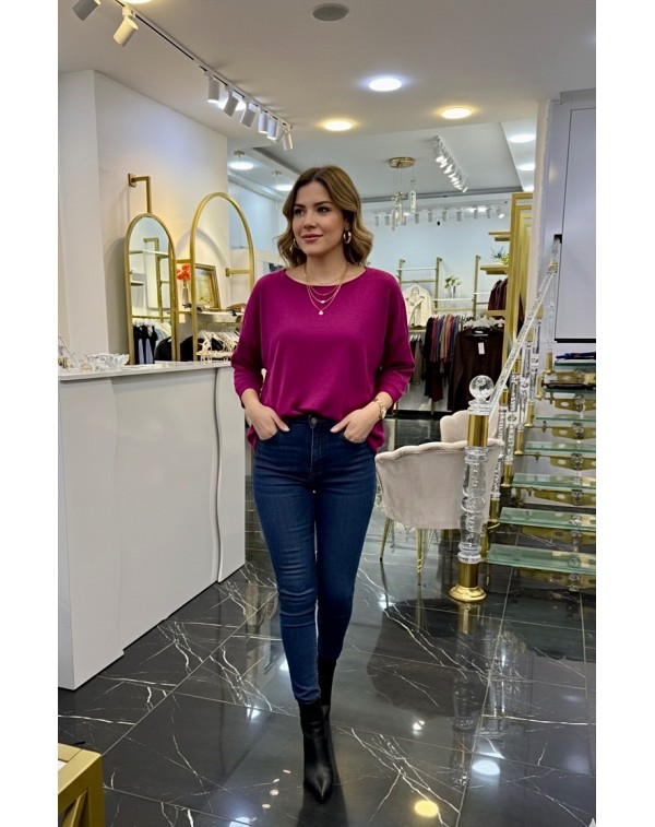 Yumuşacık Pamuklu Merserize Basic Eflatun Kazak