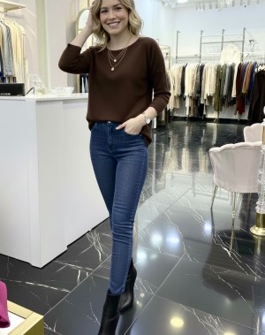 Yumuşacık Pamuklu Merserize Basic Koyu Kahve Kazak 