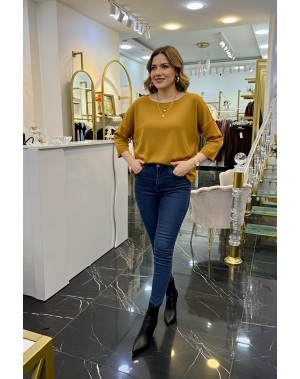 Yumuşacık Pamuklu Merserize Basic Sarı Kazak 