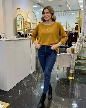 Yumuşacık Pamuklu Merserize Basic Sarı Kazak 