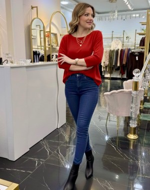 Yumuşacık Pamuklu Merserize Kırmızı Basic Kazak