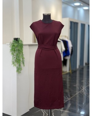 Çarpraz Bağlamalı Modal Kumaş Elbise Bordo