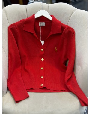 1. Sınıf Kalite Marka Model Gold Düğmeli Hırka Kırmızı 