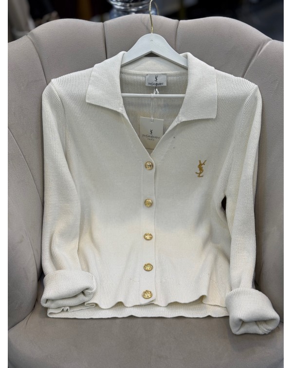 1. Sınıf Kalite Marka Model Gold Düğmeli Hırka Krem