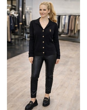 1. Sınıf Kalite Marka Model Gold Düğmeli Hırka Siyah 