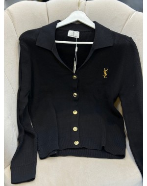 1. Sınıf Kalite Marka Model Gold Düğmeli Hırka Siyah 