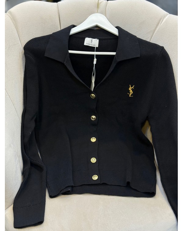 1. Sınıf Kalite Marka Model Gold Düğmeli Hırka Siyah