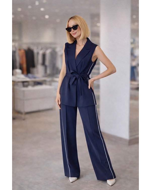Lüx Kalite Yanı Şeritli Yelek Pantolon Lacivert Takım